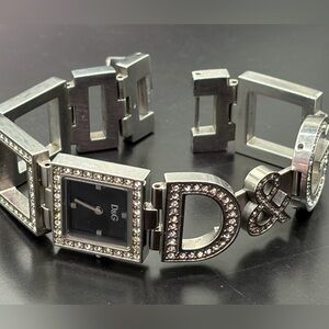 Authentic Dolce & Gabbana D&G Pave’ Crystal Logo Bracelet Watch-Stainless Steel